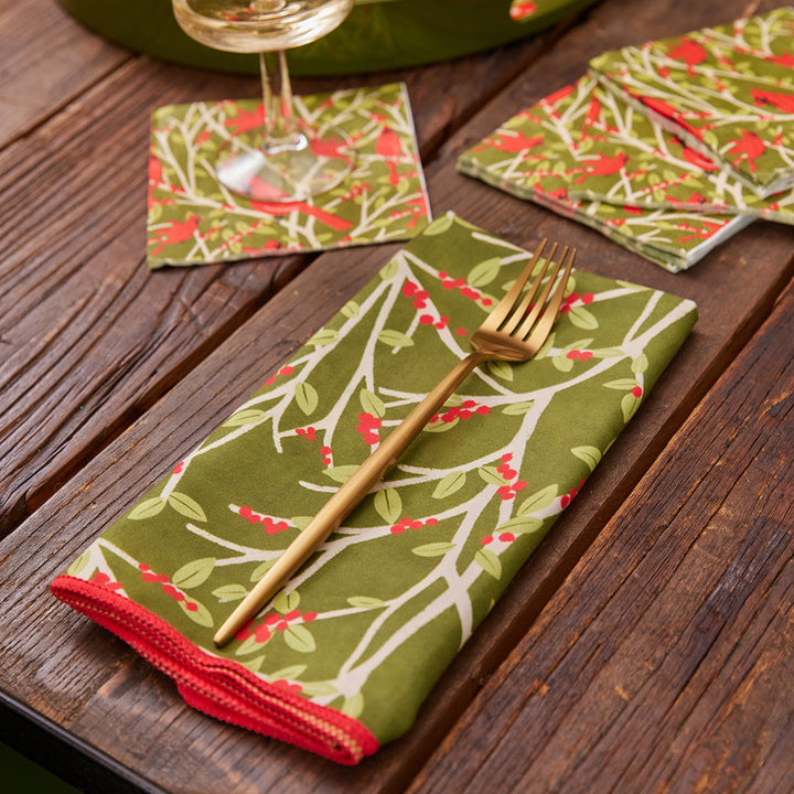 Cardinal Branches Dinner Napkins - Set of 6